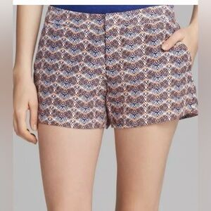 Joie High Waist Blue snd Orange Geometric Linen and Silk Blend Shorts.